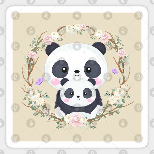 Panda Motherhood Cartoon Magnet by Mako Design 